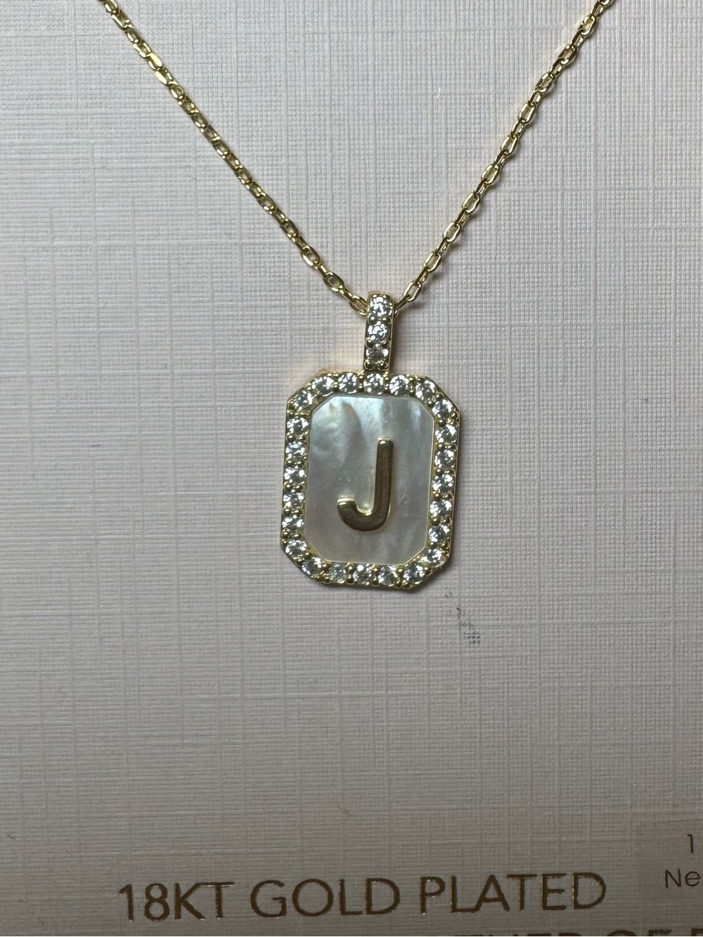 Mother-of-Pearl 'J' Pendant Necklace - Picture 2 of 2